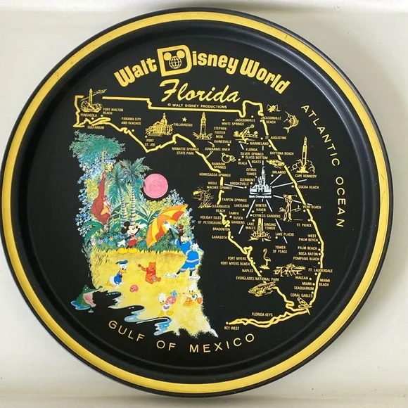 Vintage Walt Disney World Florida Souvenir Metal Tray - Gulf of Mexico - Picture 6 of 6